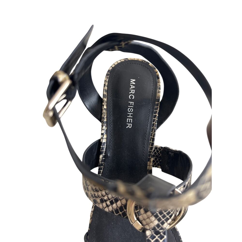 Marc Fisher Snakeskin Print Block Heel Sandals | Size 9 - Picture 6 of 10